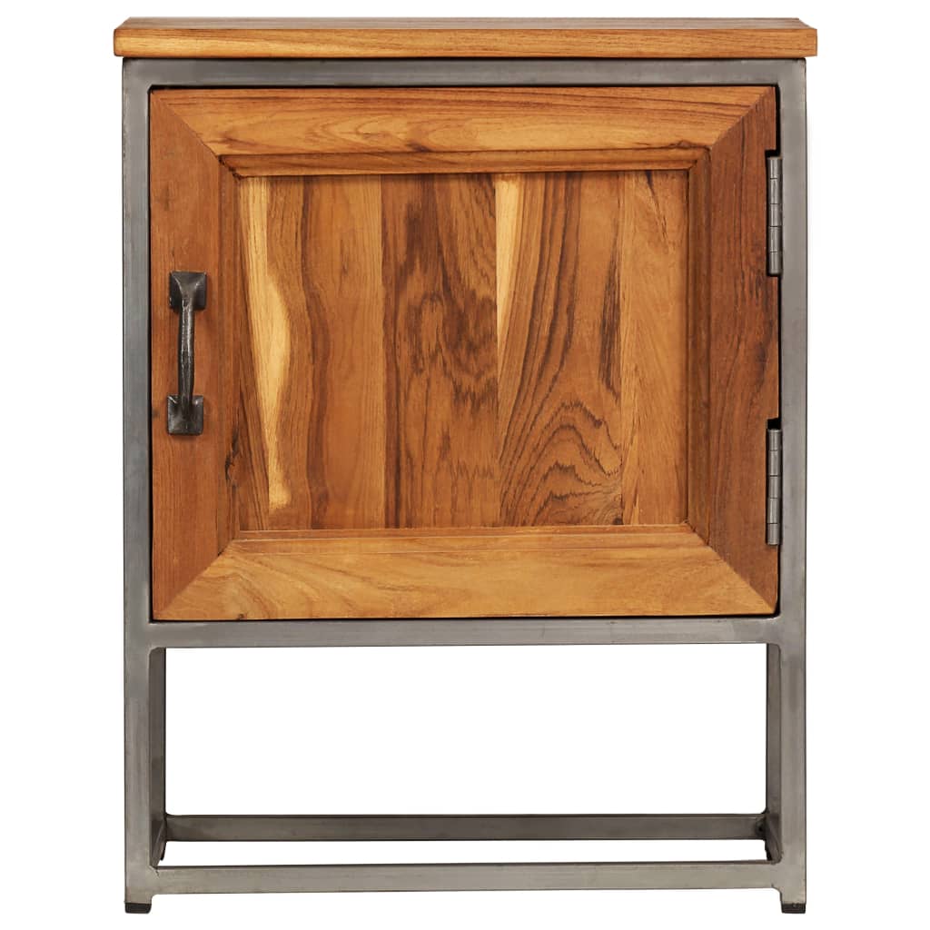 Bedside Cabinet Recycled Teak and Steel 40x30x50 cm - OLBRIT