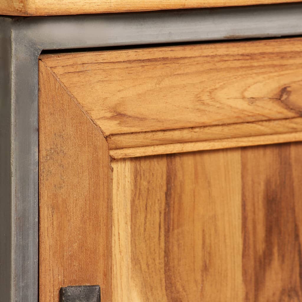 Bedside Cabinet Recycled Teak and Steel 40x30x50 cm - OLBRIT