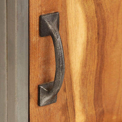 Bedside Cabinet Recycled Teak and Steel 40x30x50 cm - OLBRIT