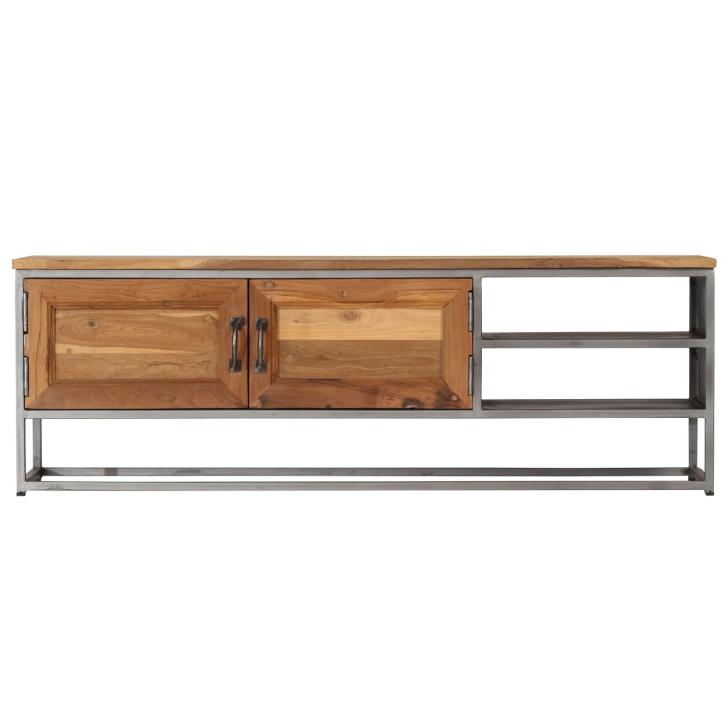 TV Cabinet Recycled Teak and Steel 120x30x40 cm - OLBRIT