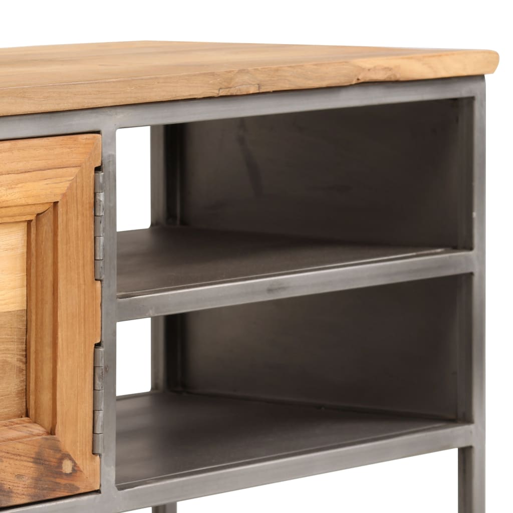 TV Cabinet Recycled Teak and Steel 120x30x40 cm - OLBRIT