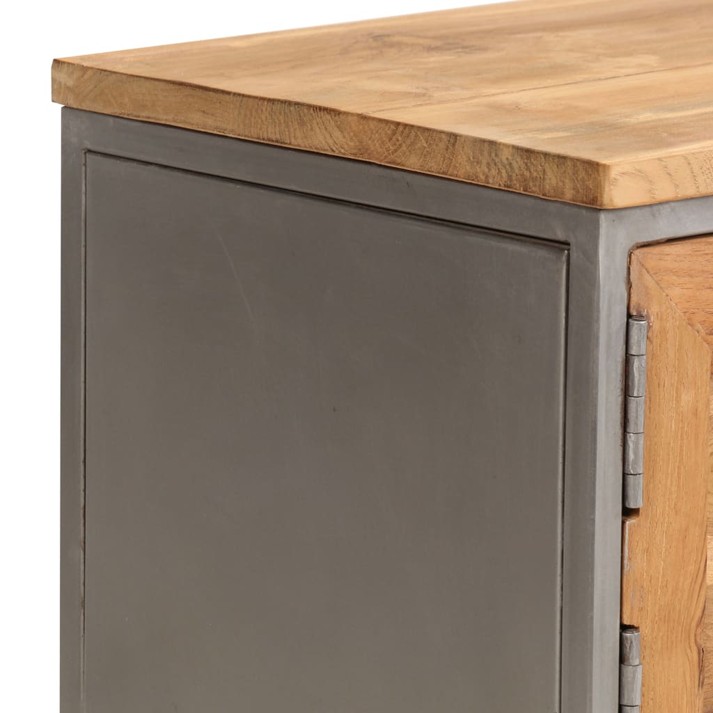 TV Cabinet Recycled Teak and Steel 120x30x40 cm - OLBRIT