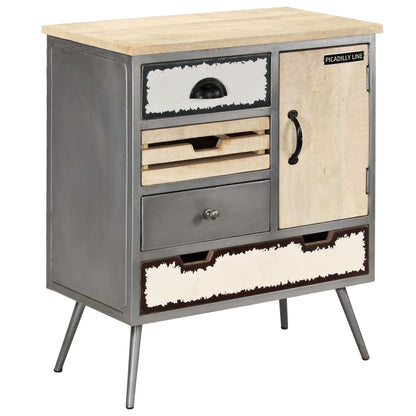 Sideboard Solid Mango Wood and Steel 65x33x76 cm - OLBRIT