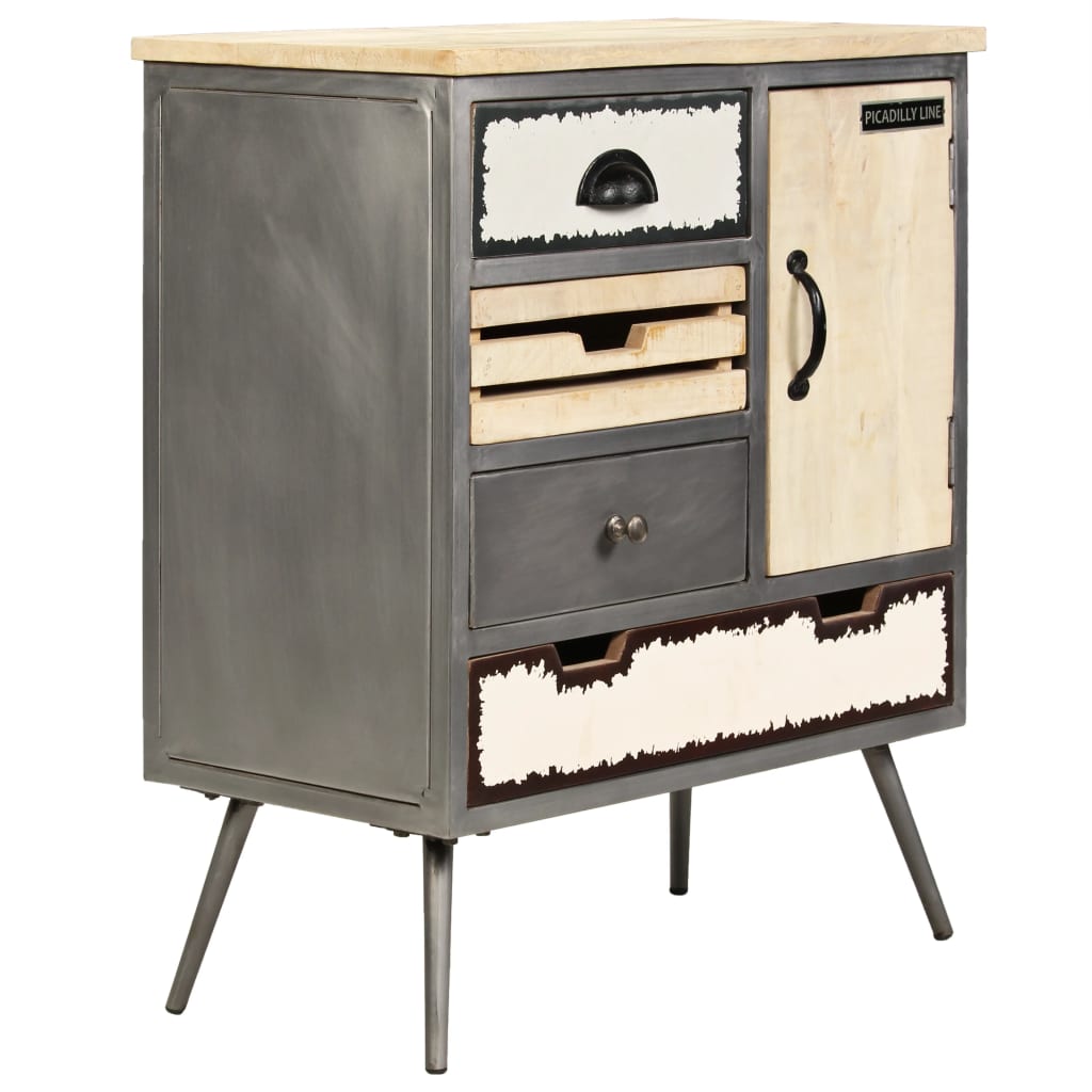 Sideboard Solid Mango Wood and Steel 65x33x76 cm - OLBRIT
