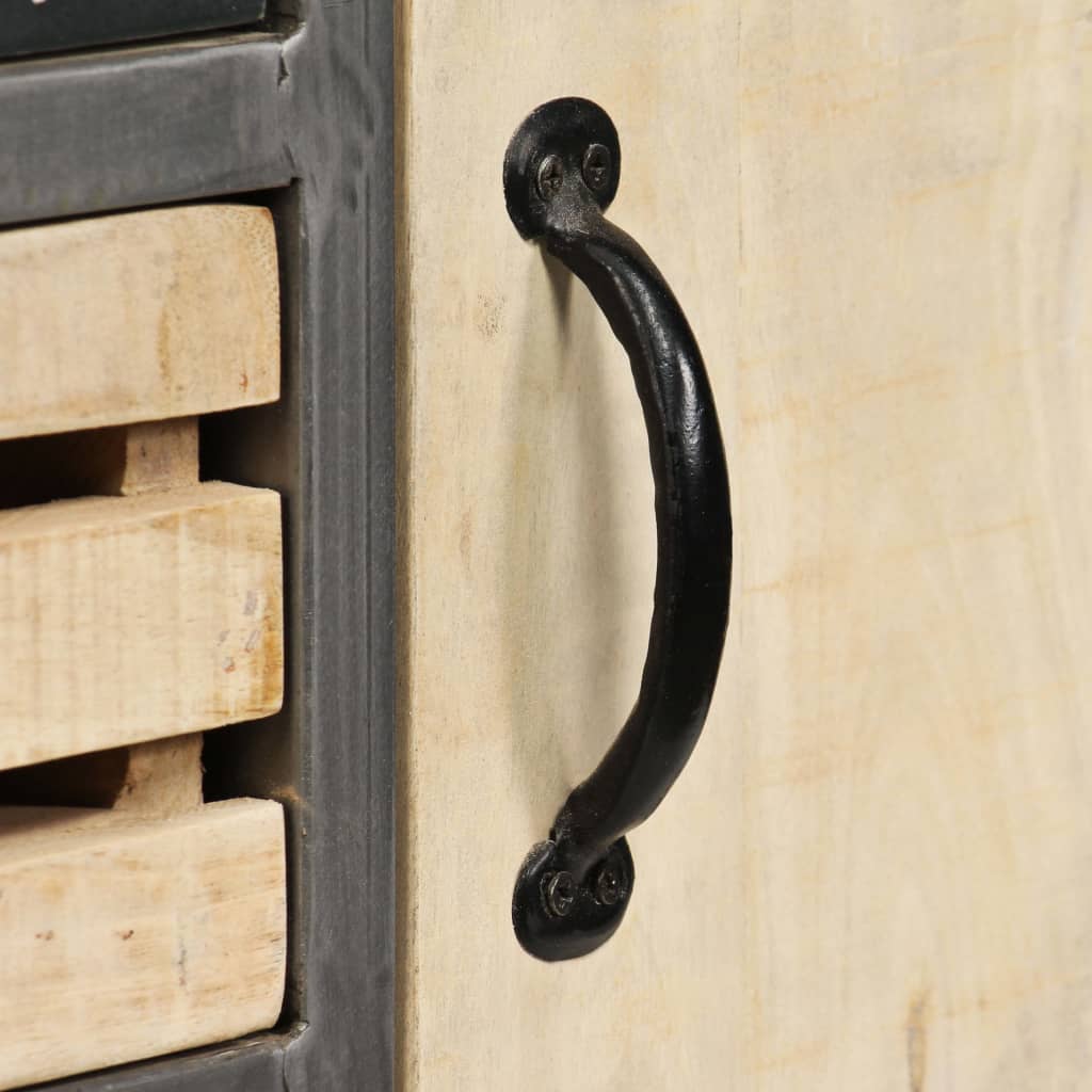 Sideboard Solid Mango Wood and Steel 65x33x76 cm - OLBRIT