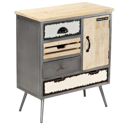 Sideboard Solid Mango Wood and Steel 65x33x76 cm - OLBRIT