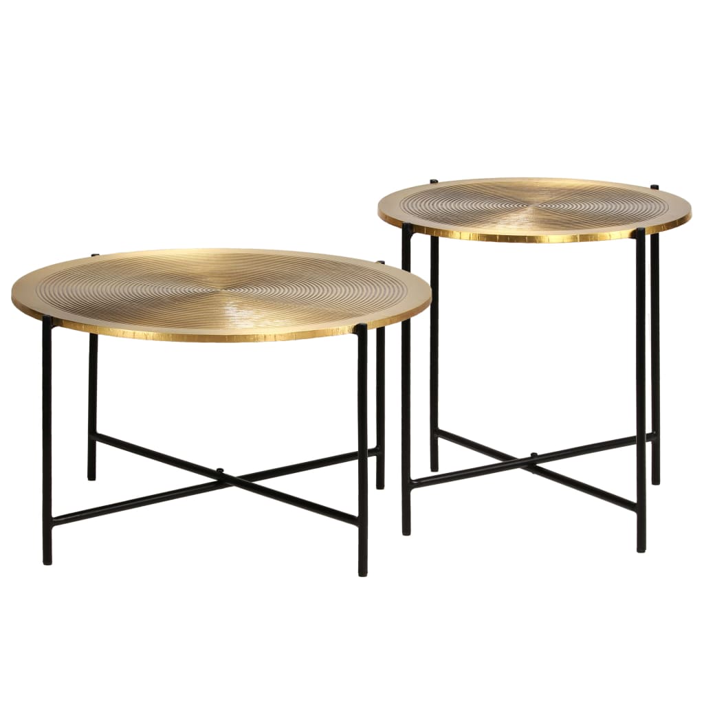 Table Set 2 Pieces Brass-covered MDF - OLBRIT