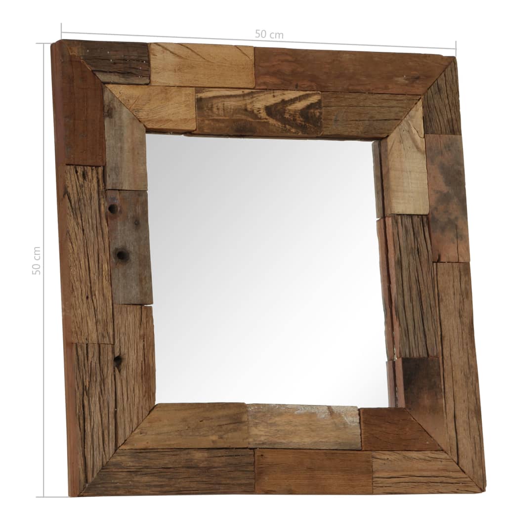Mirror Solid Reclaimed Wood 50x50 cm - OLBRIT