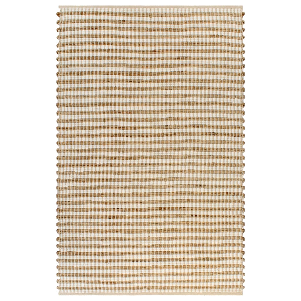 Hand-Woven Jute Area Rug Fabric 120x180 cm Natural and White - OLBRIT