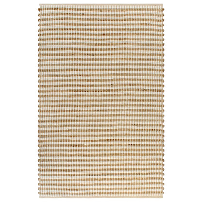Hand-Woven Jute Area Rug Fabric 120x180 cm Natural and White - OLBRIT