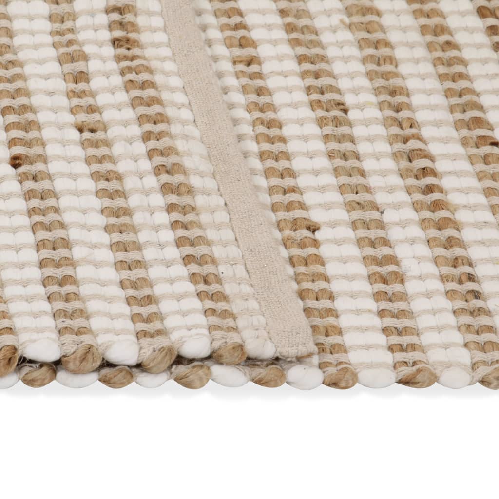 Hand-Woven Jute Area Rug Fabric 120x180 cm Natural and White - OLBRIT