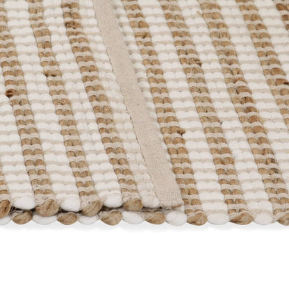 Hand-Woven Jute Area Rug Fabric 120x180 cm Natural and White - OLBRIT