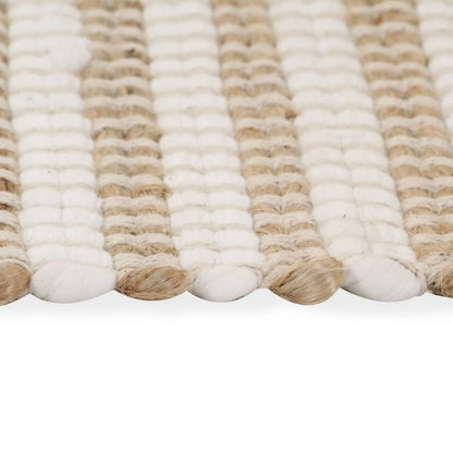Hand-Woven Jute Area Rug Fabric 120x180 cm Natural and White - OLBRIT