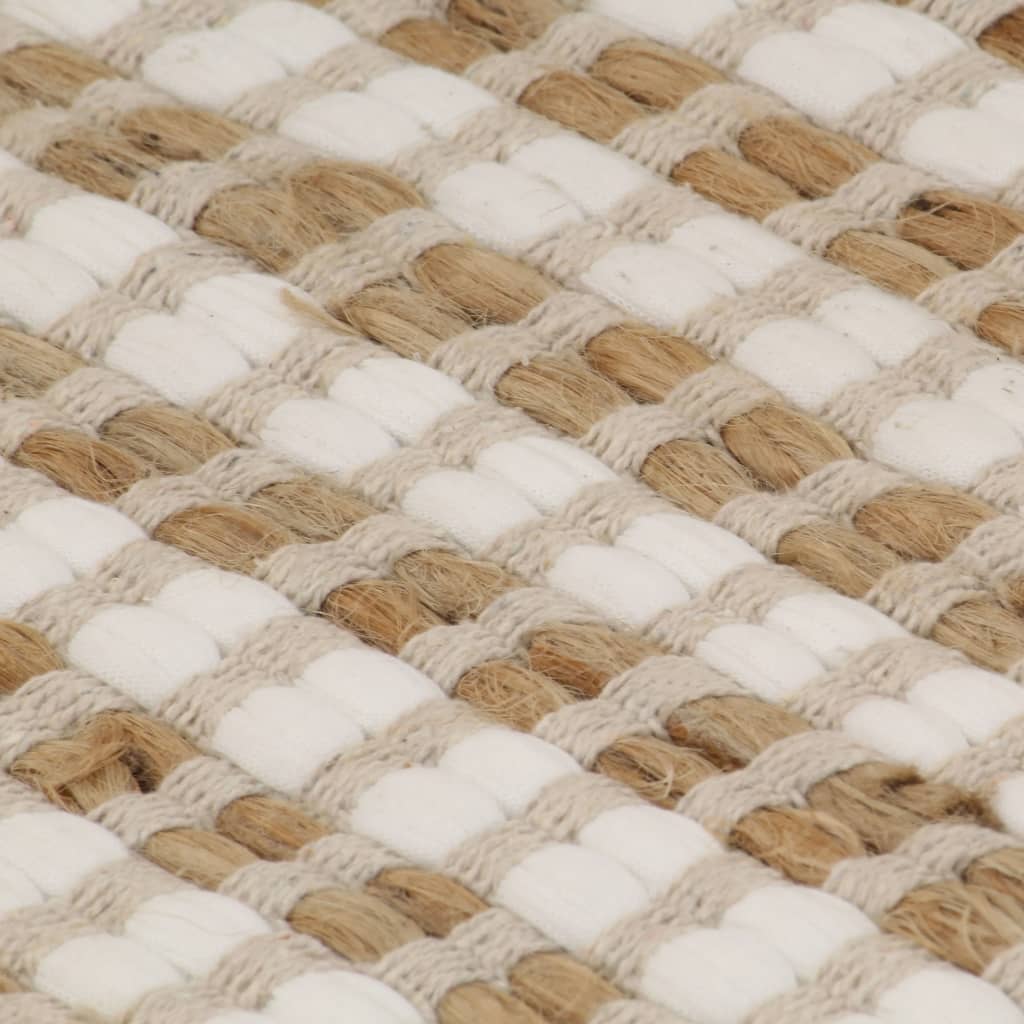 Hand-Woven Jute Area Rug Fabric 120x180 cm Natural and White - OLBRIT