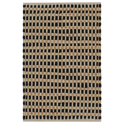 Hand-Woven Jute Bathroom Mat Set Fabric Natural and Black - OLBRIT