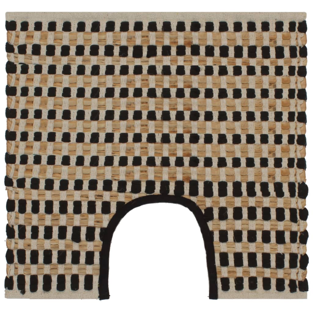 Hand-Woven Jute Bathroom Mat Set Fabric Natural and Black - OLBRIT