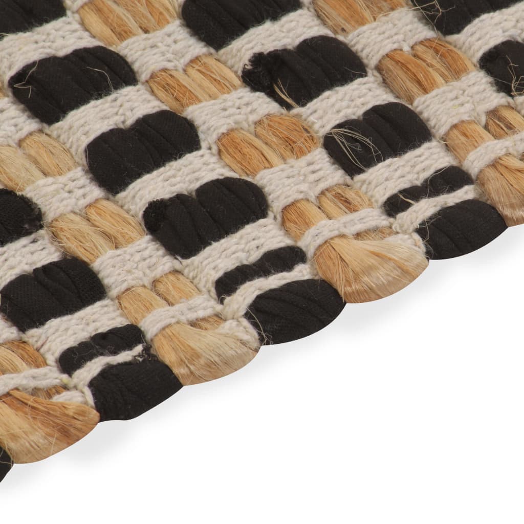 Hand-Woven Jute Bathroom Mat Set Fabric Natural and Black - OLBRIT