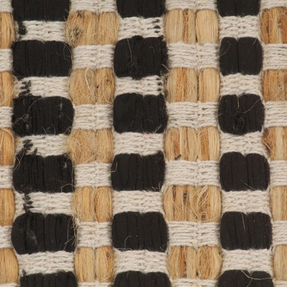 Hand-Woven Jute Bathroom Mat Set Fabric Natural and Black - OLBRIT