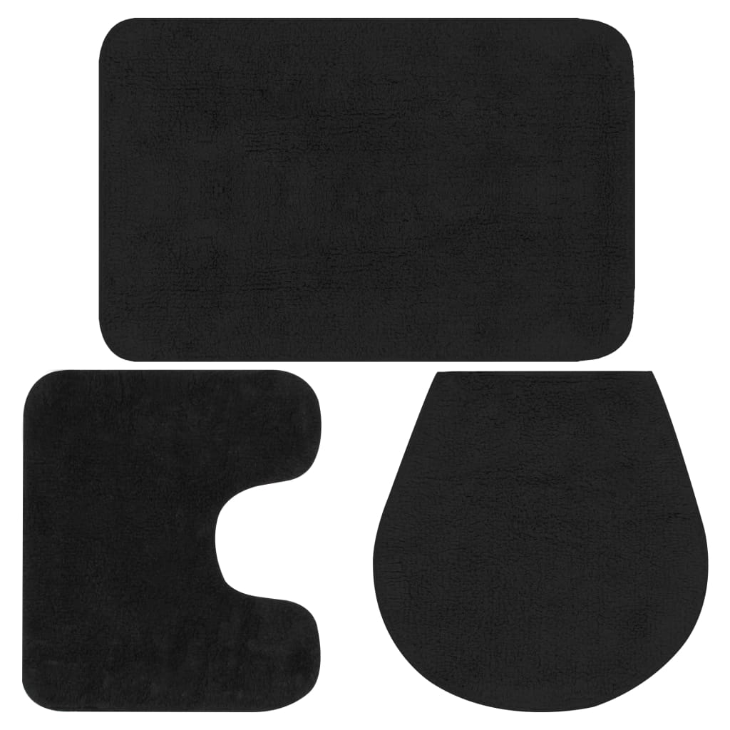 Bathroom Mat Set 3 Pieces Fabric Anthracite - OLBRIT