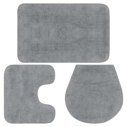 Bathroom Mat Set 3 Pieces Fabric Grey - OLBRIT
