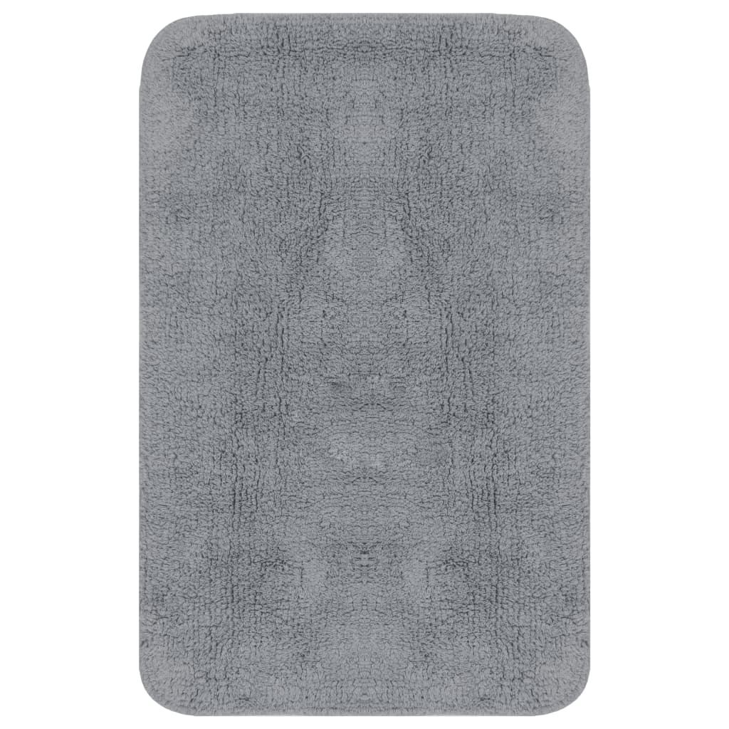 Bathroom Mat Set 3 Pieces Fabric Grey - OLBRIT