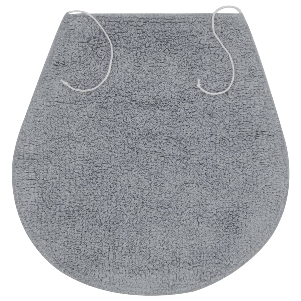 Bathroom Mat Set 3 Pieces Fabric Grey - OLBRIT