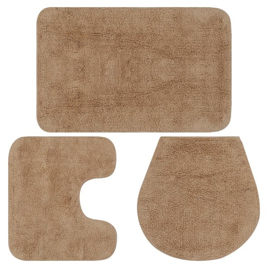 Bathroom Mat Set 3 Pieces Fabric Beige - OLBRIT