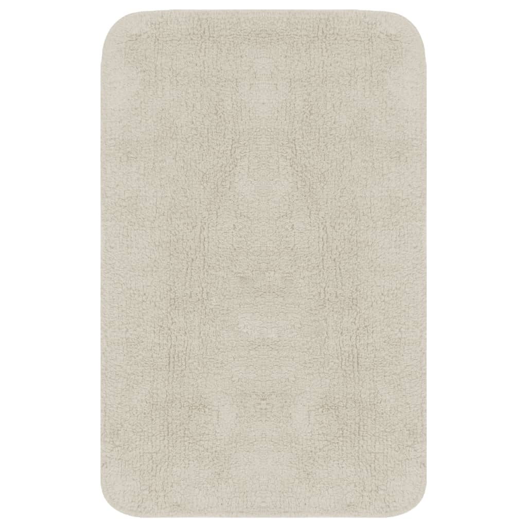 Bathroom Mat Set 3 Pieces Fabric White - OLBRIT