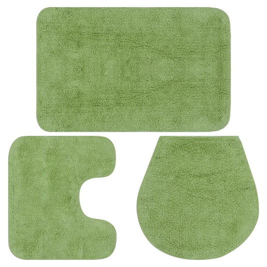 Bathroom Mat Set 3 Pieces Fabric Green - OLBRIT