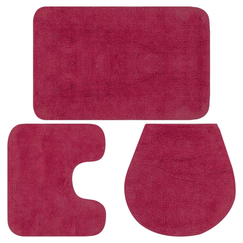 Bathroom Mat Set 3 Pieces Fabric Fuchsia - OLBRIT