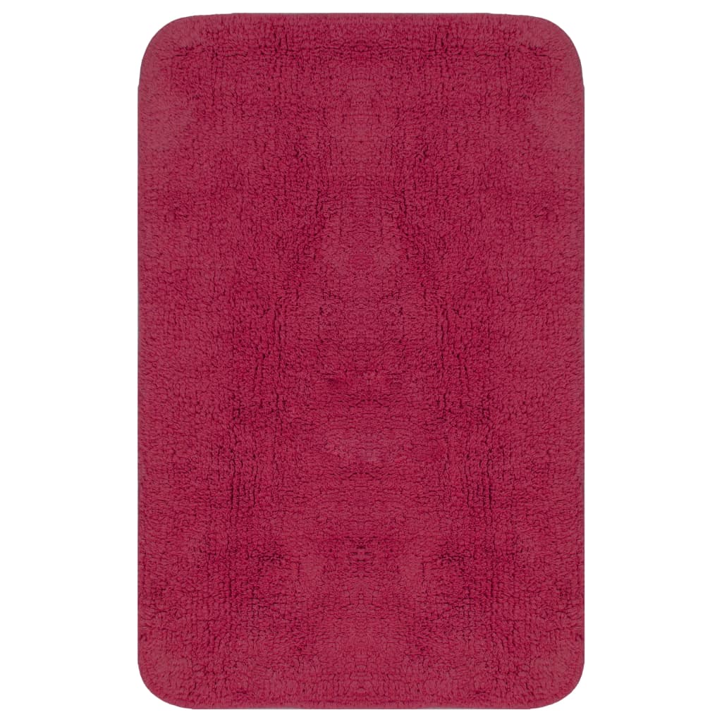 Bathroom Mat Set 3 Pieces Fabric Fuchsia - OLBRIT