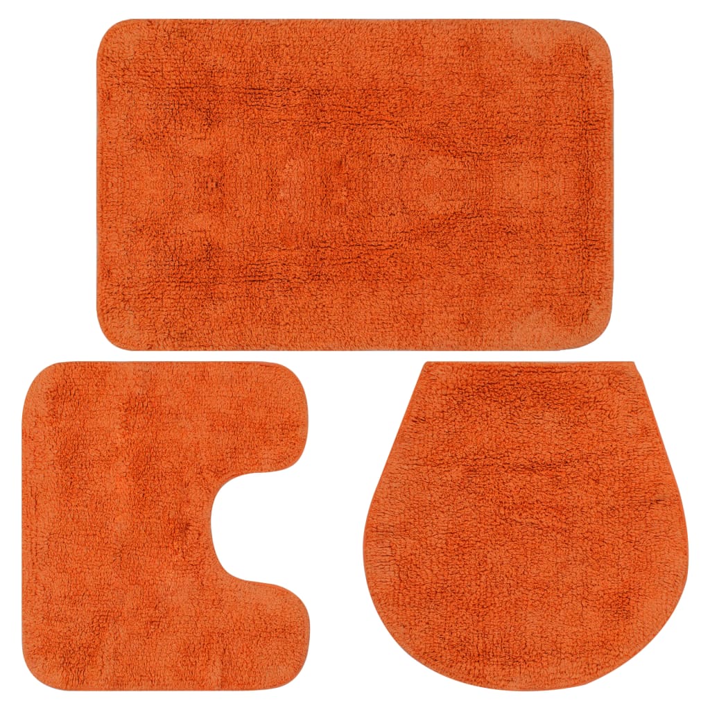 Bathroom Mat Set 3 Pieces Fabric Orange - OLBRIT