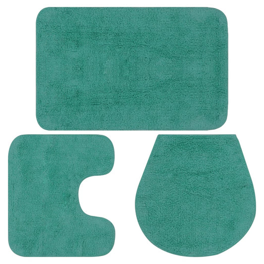 Bathroom Mat Set 3 Pieces Fabric Turquoise - OLBRIT