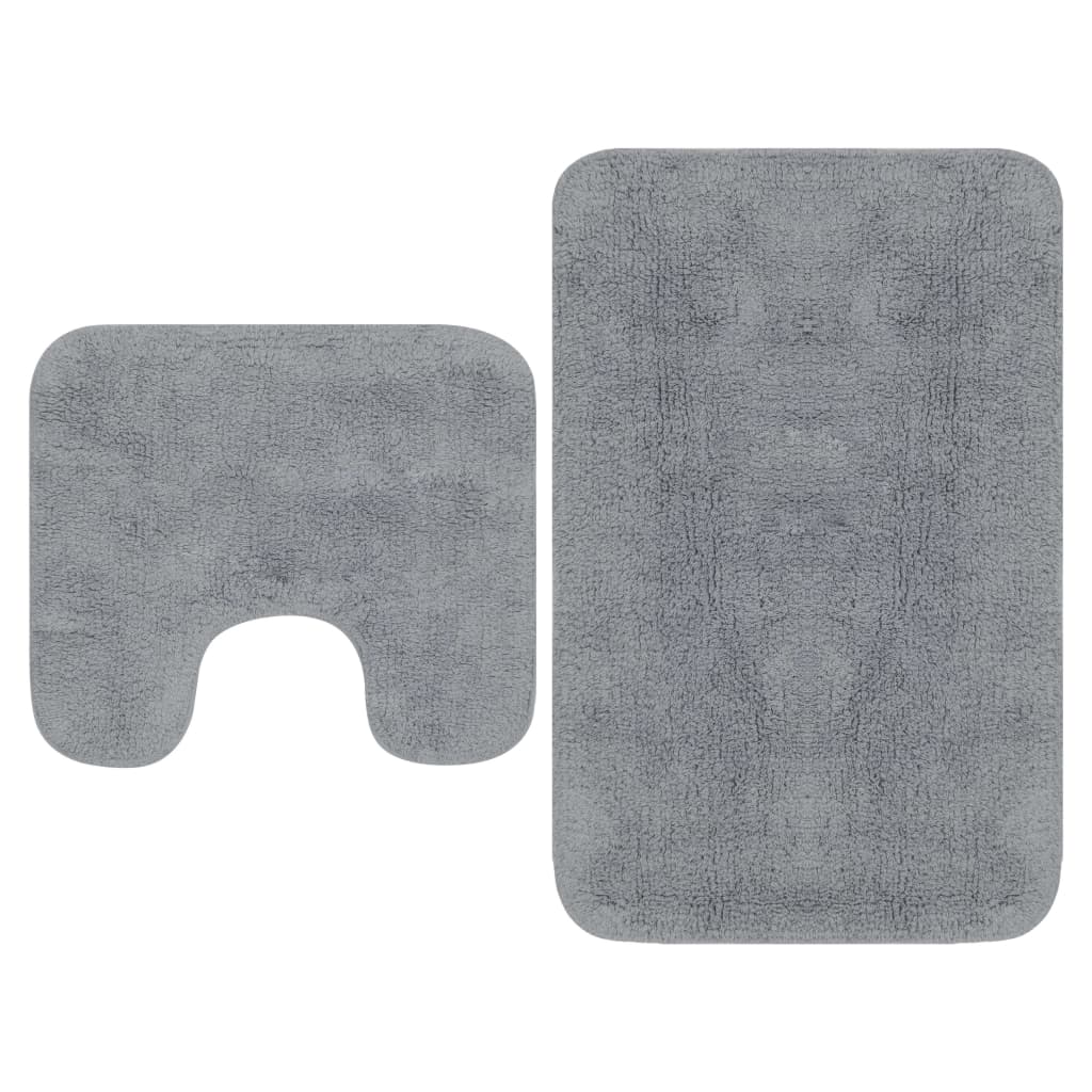 Bathroom Mat Set 2 Pieces Fabric Grey - OLBRIT