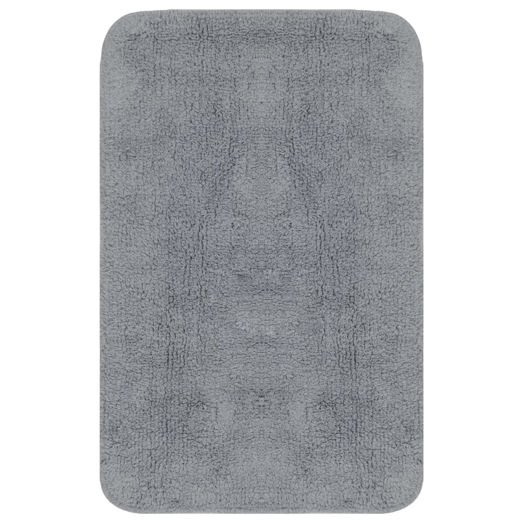 Bathroom Mat Set 2 Pieces Fabric Grey - OLBRIT