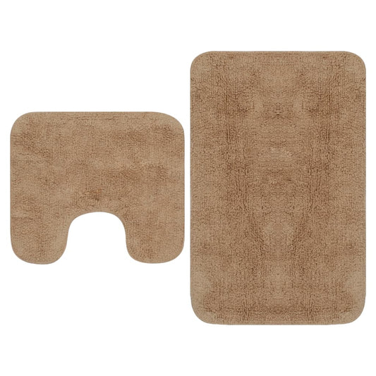 Bathroom Mat Set 2 Pieces Fabric Beige - OLBRIT