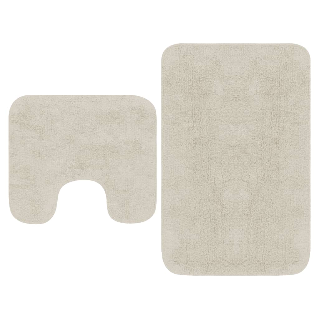 Bathroom Mat Set 2 Pieces Fabric White - OLBRIT