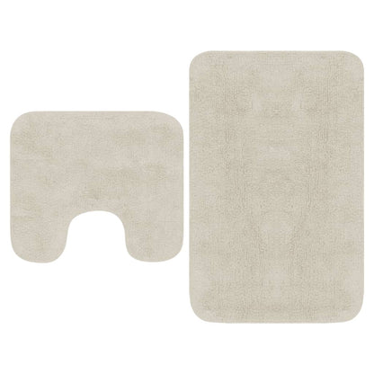 Bathroom Mat Set 2 Pieces Fabric White - OLBRIT