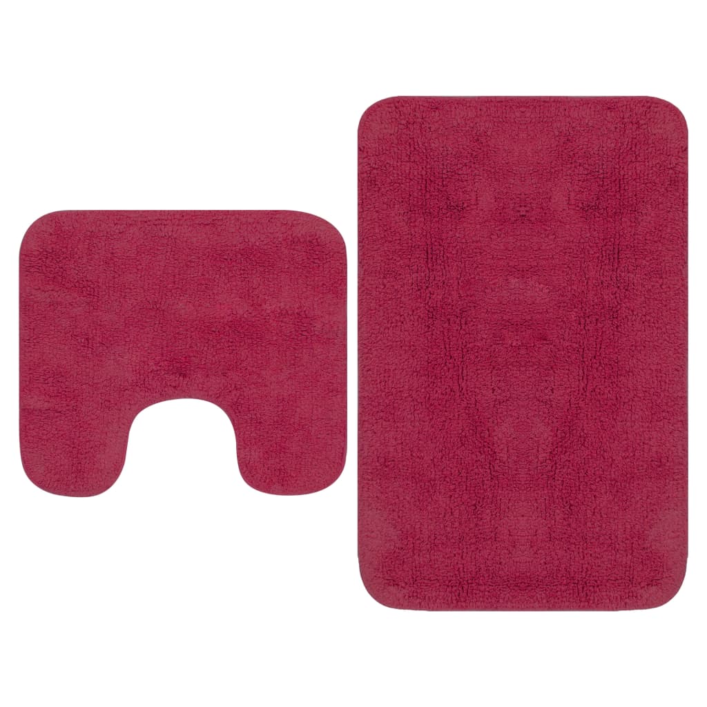 Bathroom Mat Set 2 Pieces Fabric Fuchsia - OLBRIT