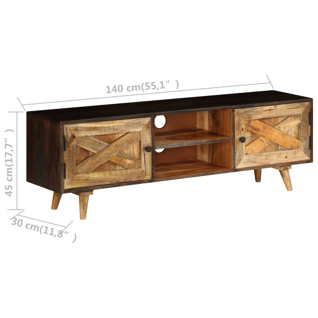 TV Cabinet Solid Mango Wood 140x30x45 cm - OLBRIT