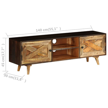 TV Cabinet Solid Mango Wood 140x30x45 cm - OLBRIT