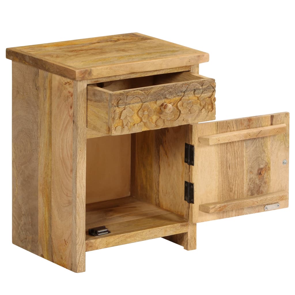 Bedside Table Solid Mango Wood 40x30x50 cm - OLBRIT