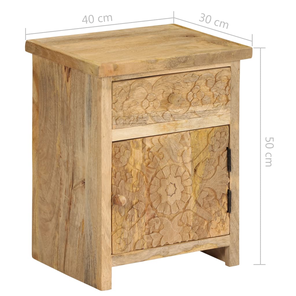 Bedside Table Solid Mango Wood 40x30x50 cm - OLBRIT