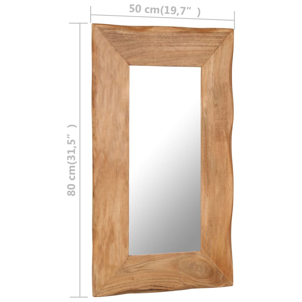 Cosmetic Mirror 50x80 cm Solid Acacia Wood - OLBRIT