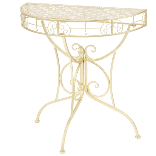 vidaXL Side Table Vintage Style Half Round Metal 72x36x74 cm Gold - OLBRIT