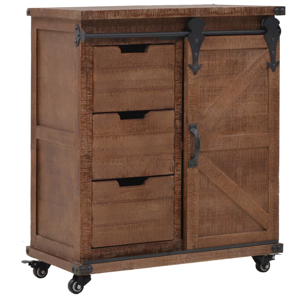 Storage Cabinet Solid Fir Wood 64x33.5x75 cm Brown - OLBRIT