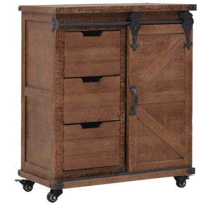 Storage Cabinet Solid Fir Wood 64x33.5x75 cm Brown - OLBRIT