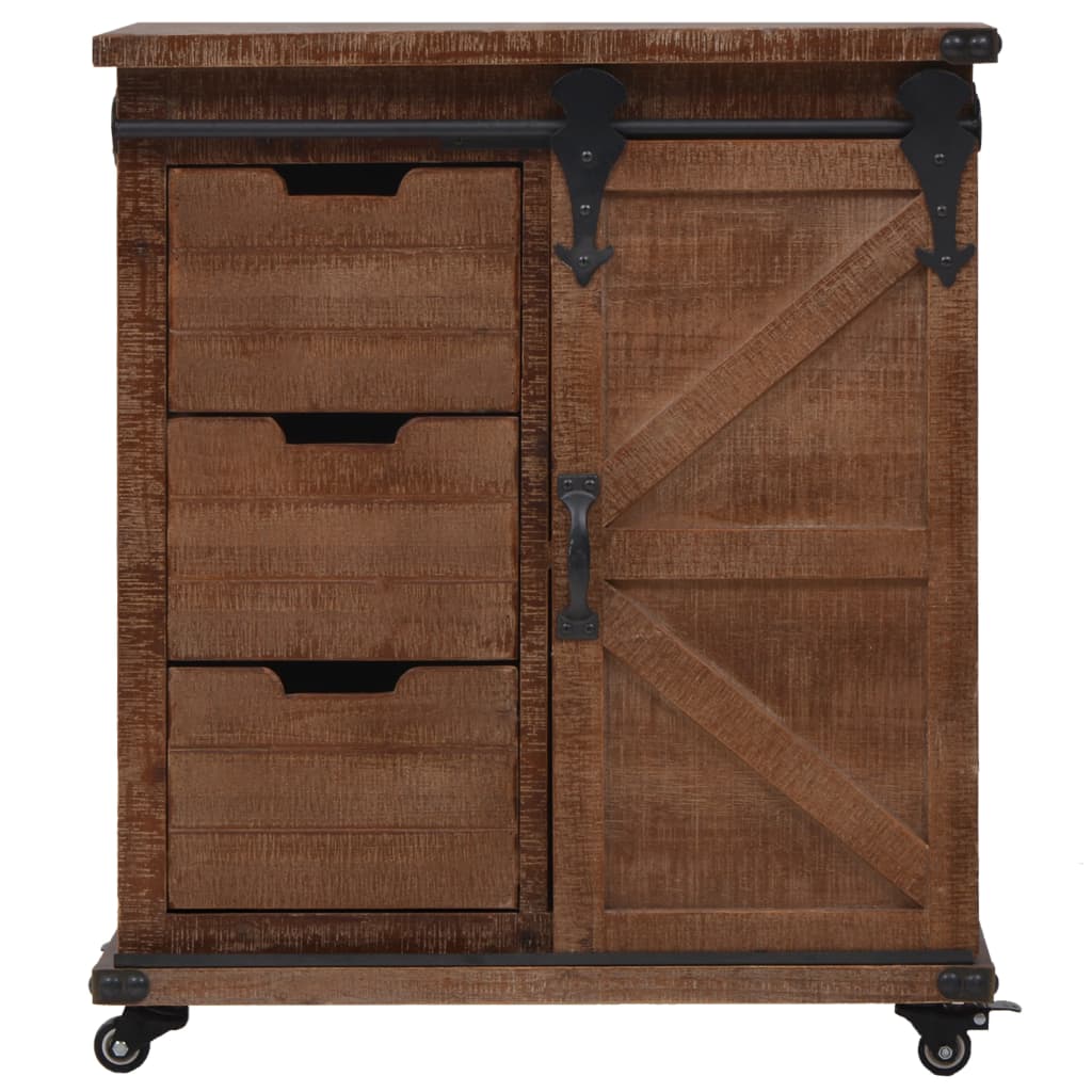 Storage Cabinet Solid Fir Wood 64x33.5x75 cm Brown - OLBRIT