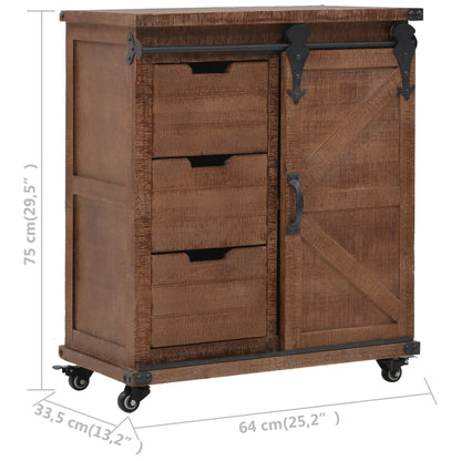 Storage Cabinet Solid Fir Wood 64x33.5x75 cm Brown - OLBRIT