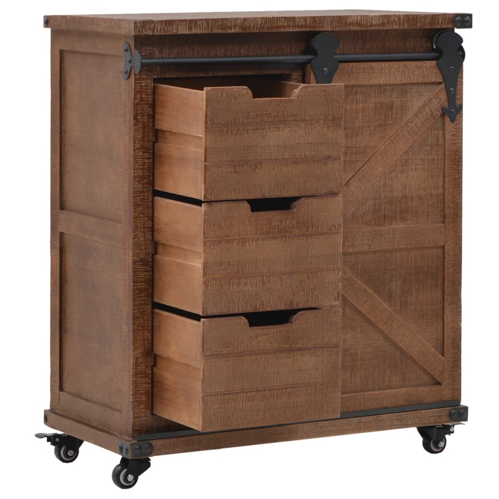 Storage Cabinet Solid Fir Wood 64x33.5x75 cm Brown - OLBRIT